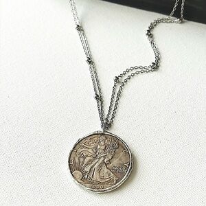 Silver Coin Pendant Necklace
